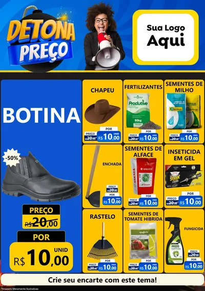 Modelo de Encarte para Encarte A4 Vertical com o tema Detona Preços para Agropecuária