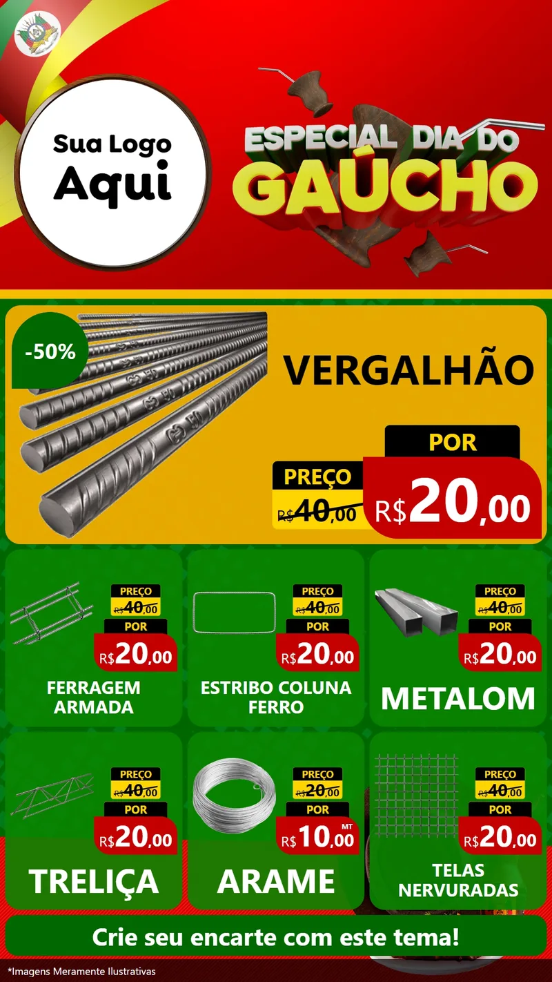 Modelo de Rede Social para Stories com o tema Especial Dia do Gaúcho para Ferragens