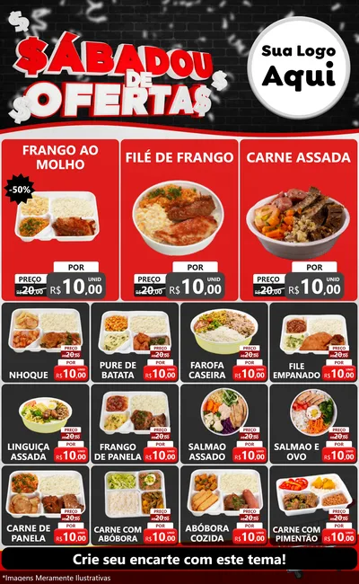 Modelo de Encarte para Encarte Grande com o tema Sabadou de Ofertas para Restaurante