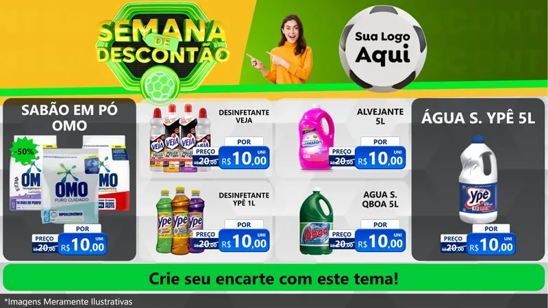 Modelo de TV para TV Horizontal com o tema Semana de Descontão - Copa para Produtos de Limpeza