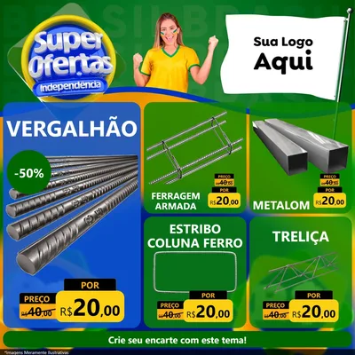 Modelo de Rede Social para Feed Facebook com o tema Super Ofertas de Independência para Ferragens