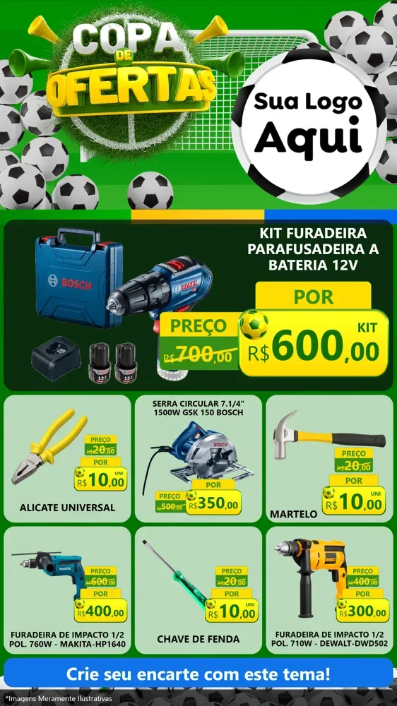 Modelo de Rede Social para Stories com o tema Copa De Ofertas para Maquinas e Ferramentas