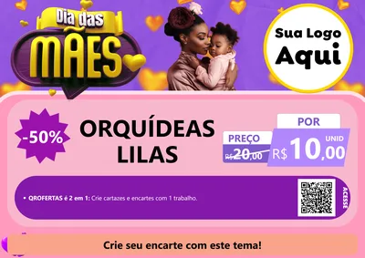 Modelo de Cartaz para Cartaz A4 Horizontal com o tema Dia das Mães para Floricultura e jardim