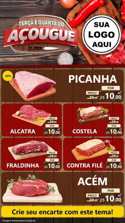 Modelo de TV para TV Vertical com o tema Terça e Quarta do Açougue para Açougue
