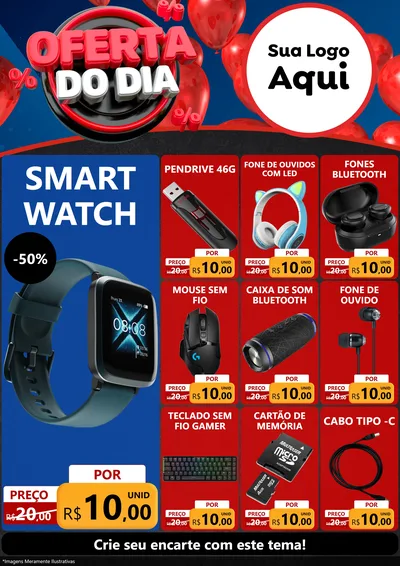 Modelo de Encarte para Encarte A4 Vertical com o tema Oferta do Dia para Informática