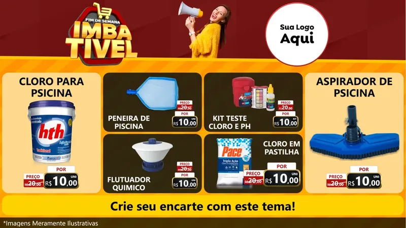 Modelo de TV para TV Horizontal com o tema Fim de Semana Imbatível para Produtos para Piscina