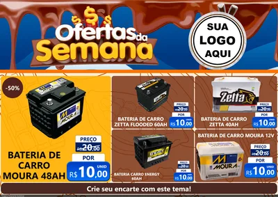 Modelo de Encarte para Encarte A4 Horizontal com o tema Ofertas da Semana - Páscoa para Baterias Elétricas
