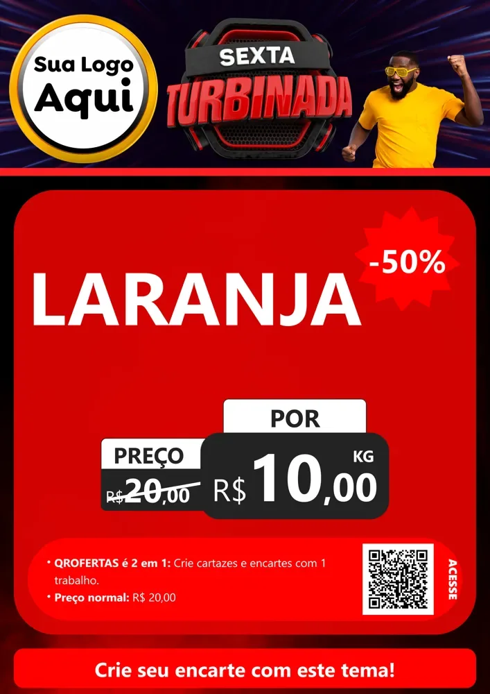 Modelo de Cartaz para Cartaz A4 Vertical com o tema Sexta Turbinada para Hortifrúti