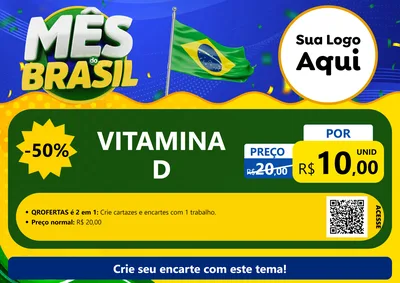 Modelo de Cartaz para Cartaz A4 Horizontal com o tema Mês do Brasil para Farmácia