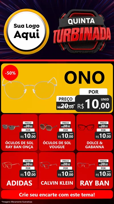 Modelo de Rede Social para Stories com o tema Quinta Turbinada para Óticas