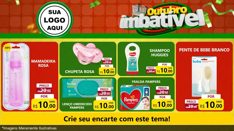Modelo de TV para TV Horizontal com o tema Outubro Imbatível para Bebês