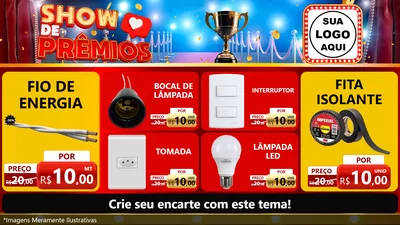 Modelo de TV para TV Horizontal com o tema Show de Prêmios para Materiais Elétricos
