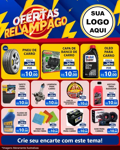 Modelo de Rede Social para Feed Instagram com o tema Ofertas Relâmpago para Auto peças
