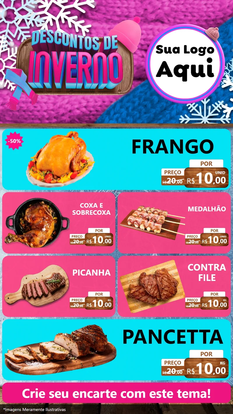Modelo de TV para TV Vertical com o tema Descontos de Inverno para Assados