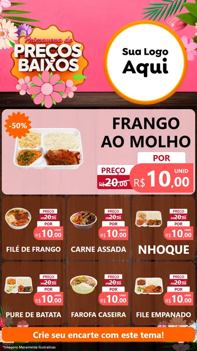 Modelo de Rede Social para Stories com o tema Primavera de Preços Baixos para Restaurante