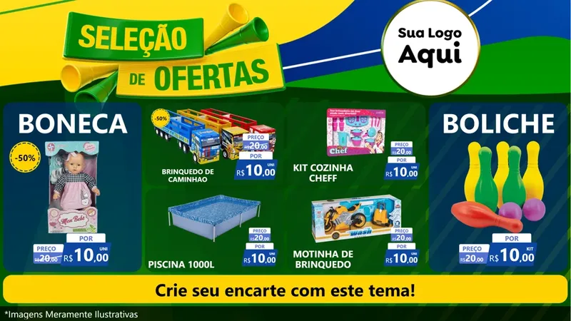 Modelo de TV para TV Horizontal com o tema Seleção de Ofertas - Copa para Brinquedos