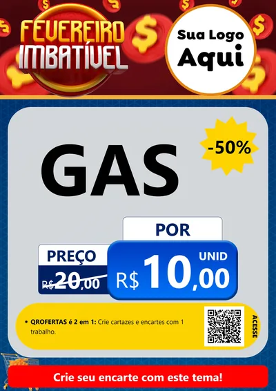 Modelo de Cartaz para Cartaz A4 Vertical com o tema Fevereiro Imbatível para Água e gás