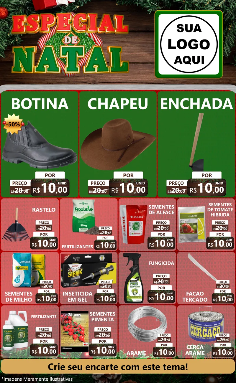 Modelo de Encarte para Encarte Grande com o tema Especial de Natal para Agropecuária