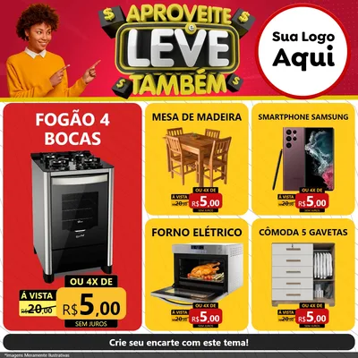 Modelo de Rede Social para Feed Facebook com o tema Aproveite e Leve Também para Móveis e Eletro