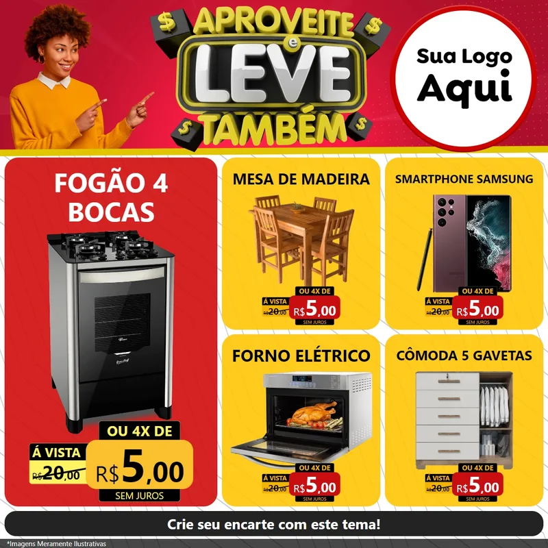 Modelo de Rede Social para Feed Facebook com o tema Aproveite e Leve Também para Móveis e Eletro