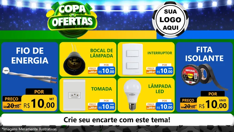 Modelo de TV para TV Horizontal com o tema Copa de Ofertas para Materiais Elétricos