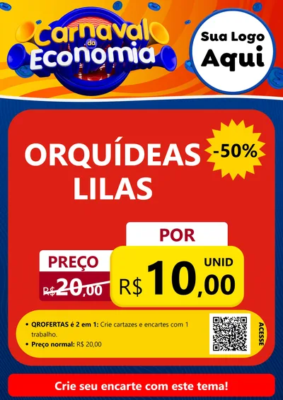 Modelo de Cartaz para Cartaz A4 Vertical com o tema Carnaval da Economia para Floricultura e jardim