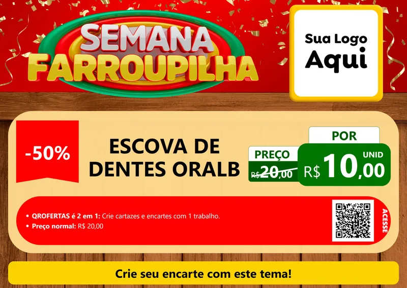 Modelo de Cartaz para Cartaz A4 Horizontal com o tema Semana Farroupilha para Higiene Pessoal
