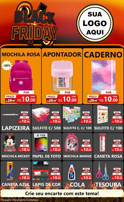 Modelo de Encarte para Encarte Grande com o tema Black Friday para Papelaria