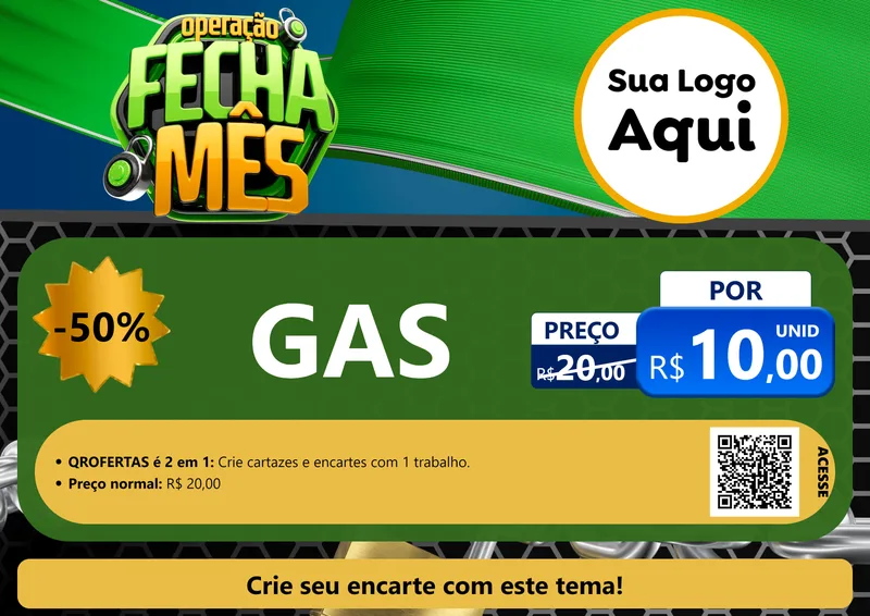 Modelo de Cartaz para Cartaz A4 Horizontal com o tema Operação Fecha Mês para Água e gás