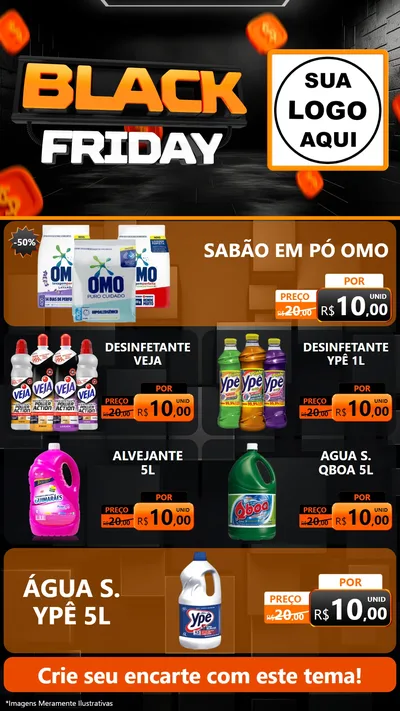 Modelo de TV para TV Vertical com o tema Black Friday para Produtos de Limpeza