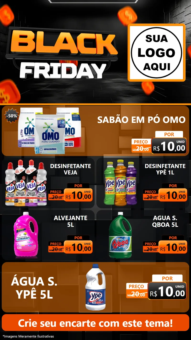 Modelo de TV para TV Vertical com o tema Black Friday para Produtos de Limpeza