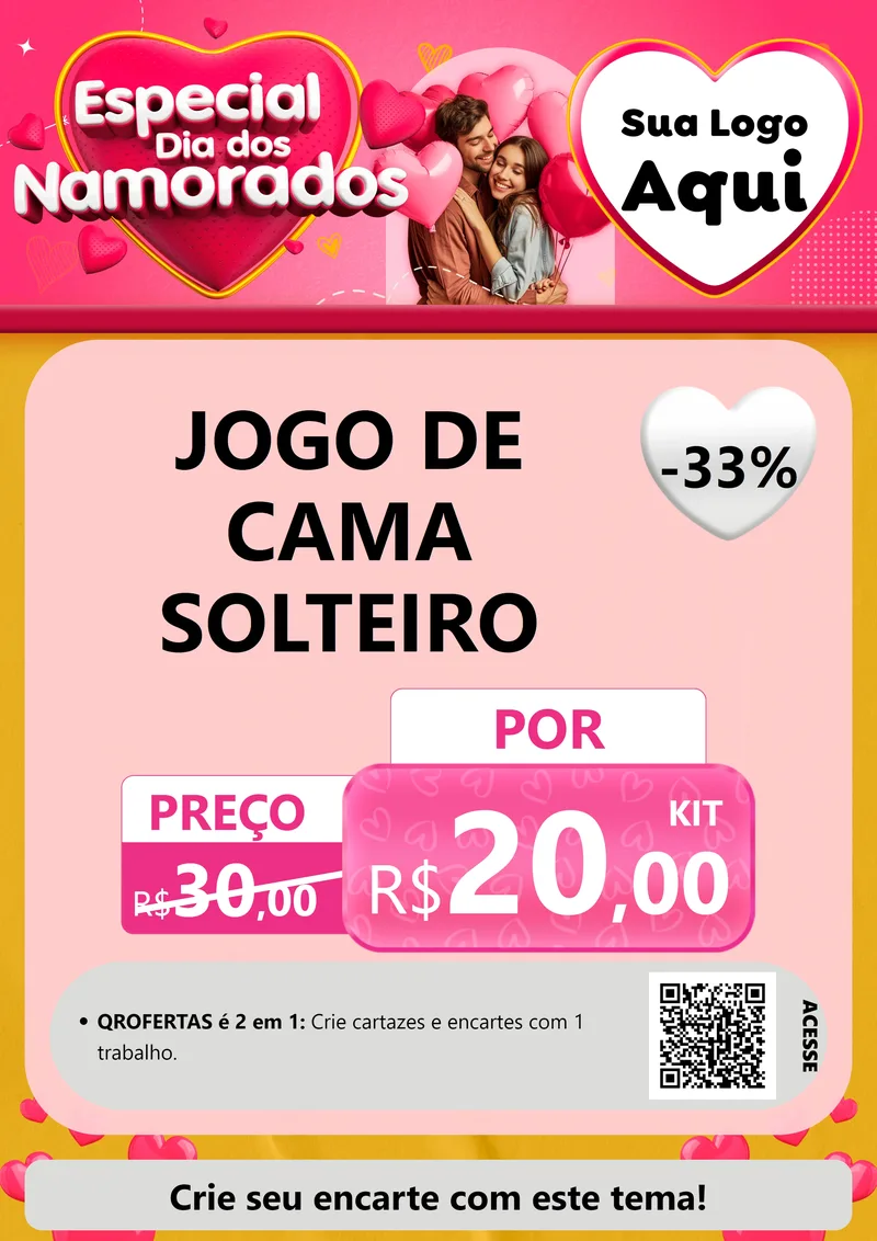 Modelo de Cartaz para Cartaz A4 Vertical com o tema Especial Dia dos Namorados para Cama, Mesa e Banho