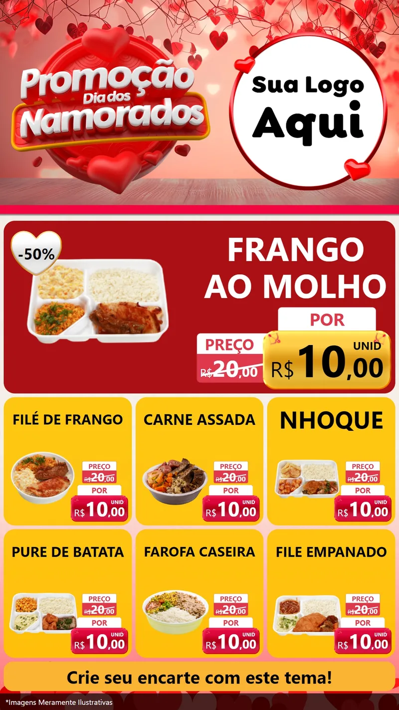 Modelo de Rede Social para Stories com o tema Promoção Dia dos Namorados para Restaurante