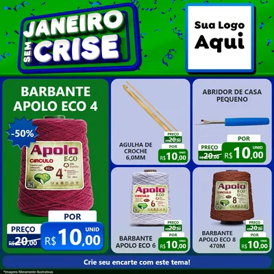 Modelo de Rede Social para Feed Facebook com o tema Janeiro Sem Crise para Armarinho e Aviamentos
