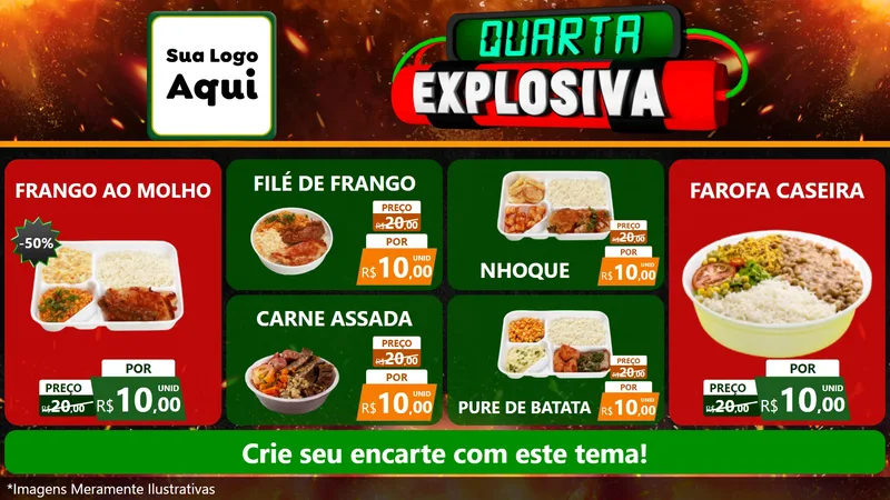Modelo de TV para TV Horizontal com o tema Quarta Explosiva para Restaurante
