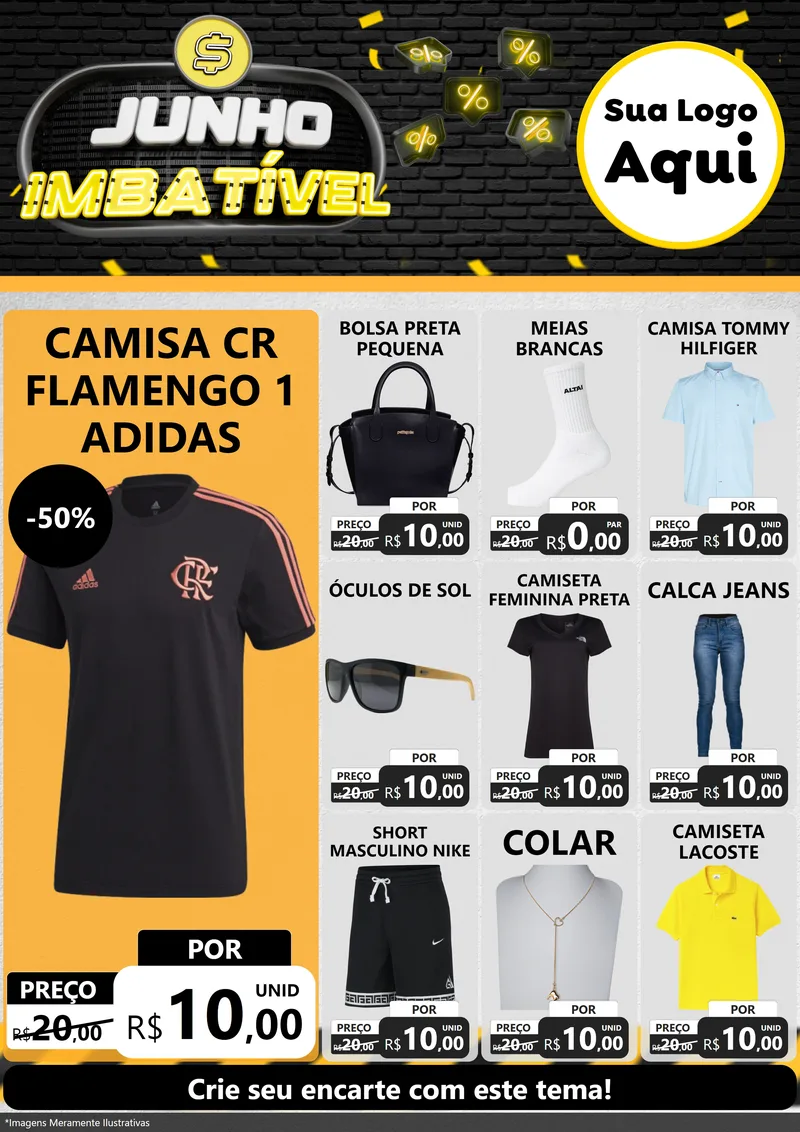 Modelo de Encarte para Encarte A4 Vertical com o tema Junho Imbatível para Roupas e acessórios