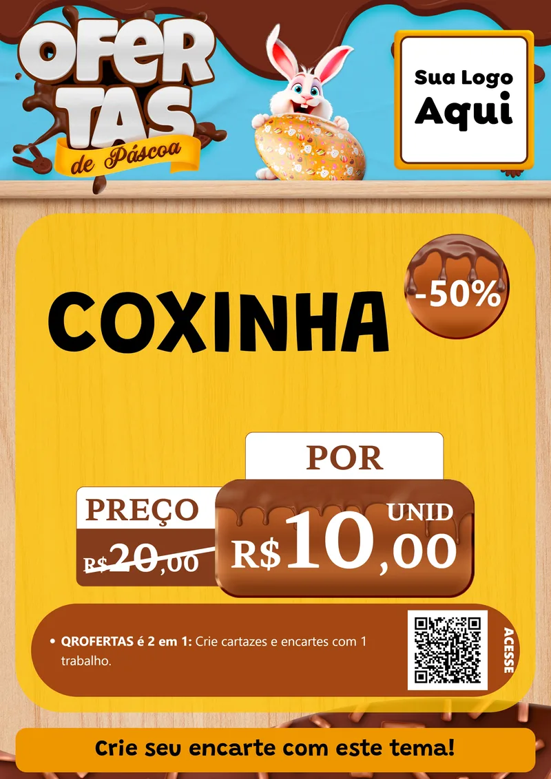 Modelo de Cartaz para Cartaz A4 Vertical com o tema Ofertas de Páscoa para Salgadaria