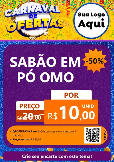 Modelo de Cartaz para Cartaz A4 Vertical com o tema Carnaval de Ofertas para Produtos de Limpeza