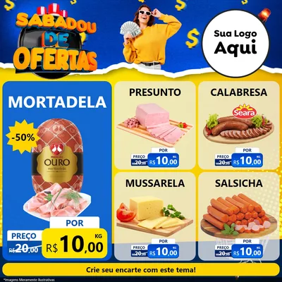 Modelo de Rede Social para Feed Facebook com o tema Sabadou de Ofertas para Frios e Laticínios