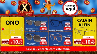 Modelo de TV para TV Horizontal com o tema Dia X - O Dia Mais Barato Do Mês para Óticas
