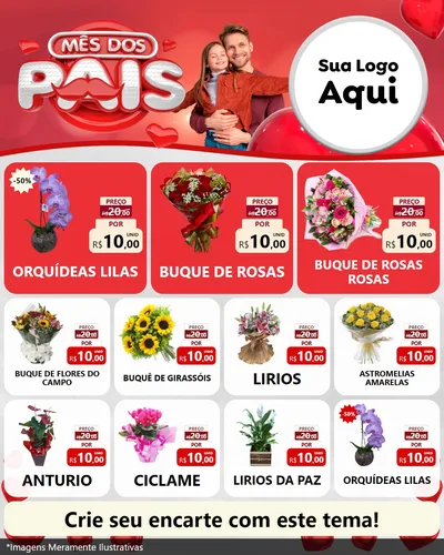 Modelo de Rede Social para Feed Instagram com o tema Mês dos Pais para Floricultura e jardim