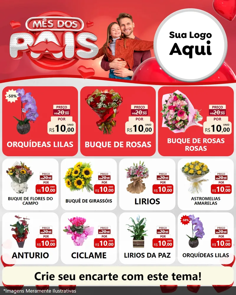 Modelo de Rede Social para Feed Instagram com o tema Mês dos Pais para Floricultura e jardim