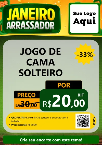 Modelo de Cartaz para Cartaz A4 Vertical com o tema Janeiro Arrasador para Cama, Mesa e Banho