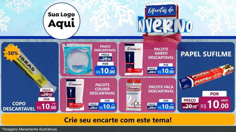 Modelo de TV para TV Horizontal com o tema Ofertas de Inverno para Embalagens
