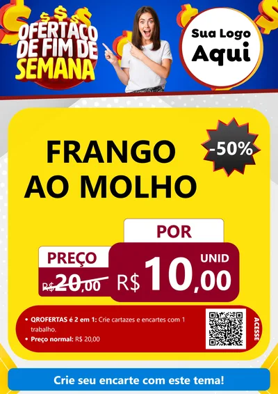 Modelo de Cartaz para Cartaz A4 Vertical com o tema Ofertaço de Fim de Semana para Restaurante