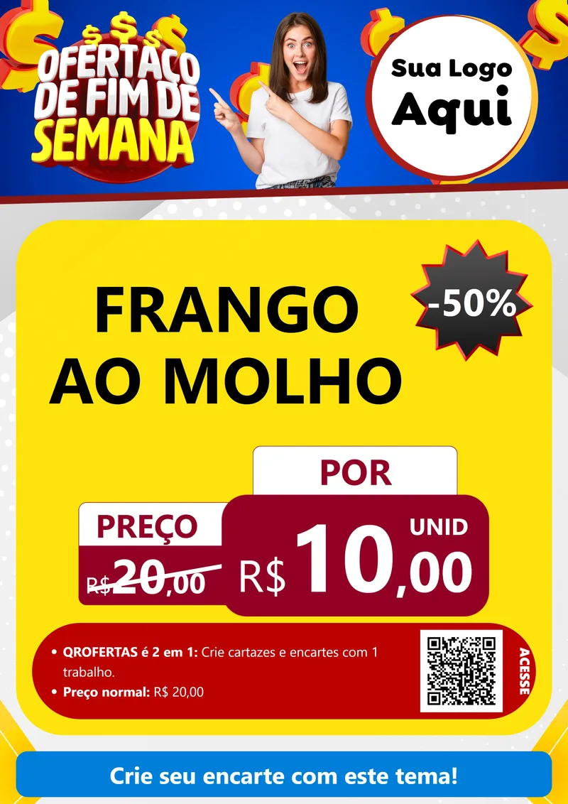 Modelo de Cartaz para Cartaz A4 Vertical com o tema Ofertaço de Fim de Semana para Restaurante