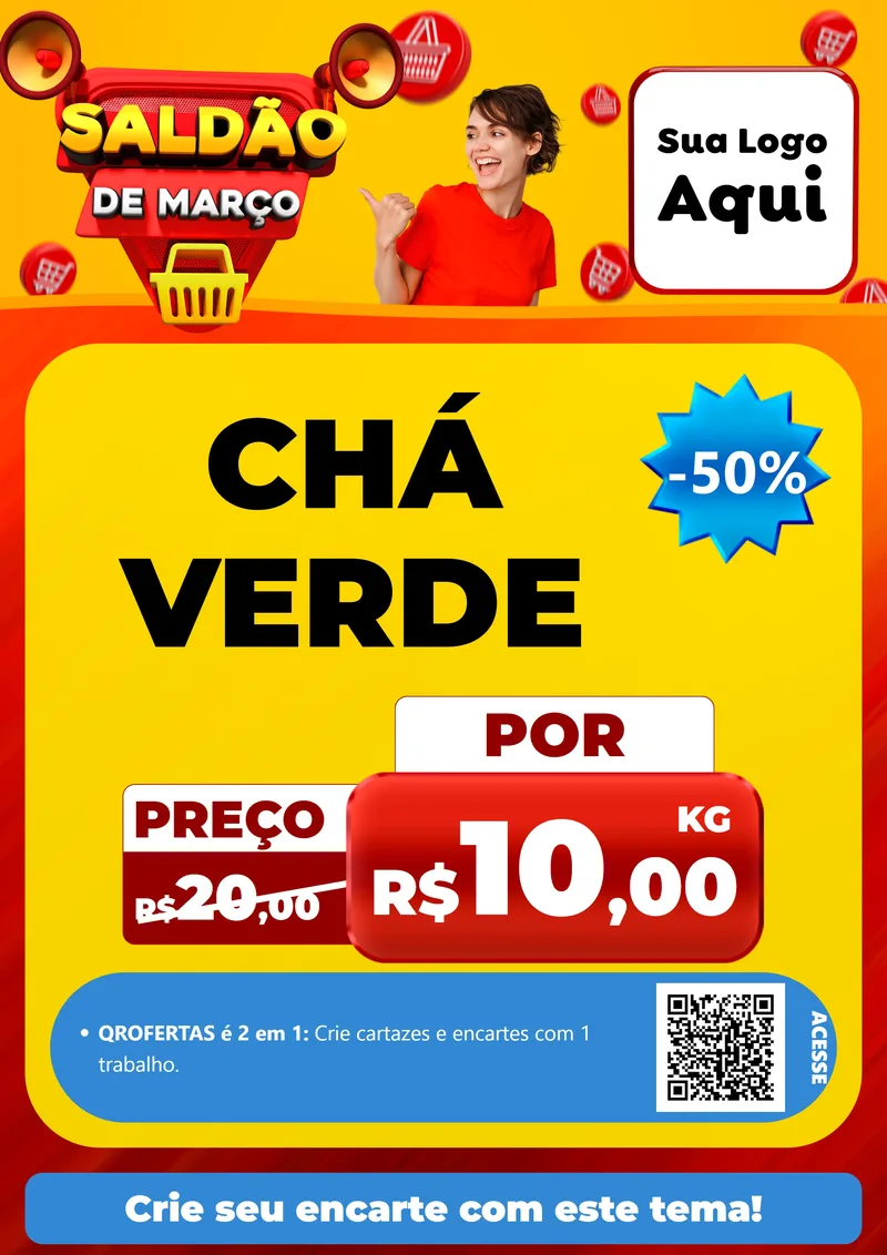 Modelo de Cartaz para Cartaz A4 Vertical com o tema Saldão de Março para Produtos Naturais