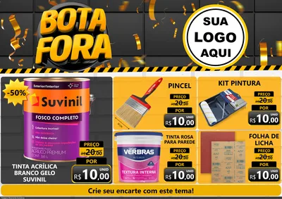 Modelo de Encarte para Encarte A4 Horizontal com o tema Bota Fora para Tintas e Ferramentas