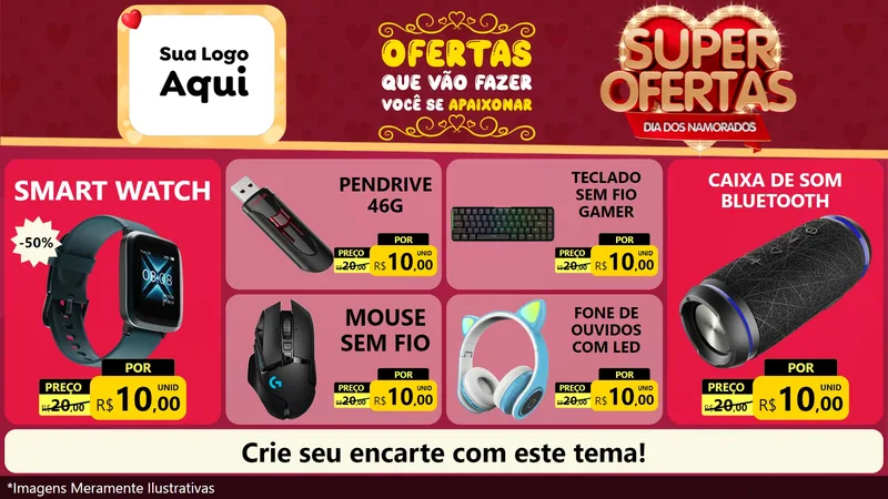 Modelo de TV para TV Horizontal com o tema Dia dos Namorados para Informática