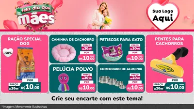 Modelo de TV para TV Horizontal com o tema Feliz Dia das Mães para Pet Shop